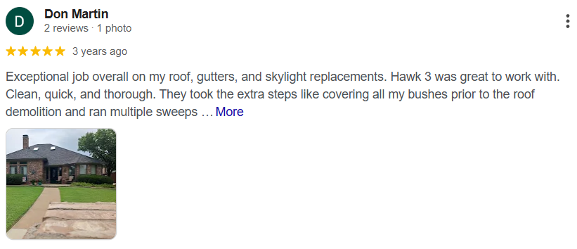 Google review from Don Martin customer